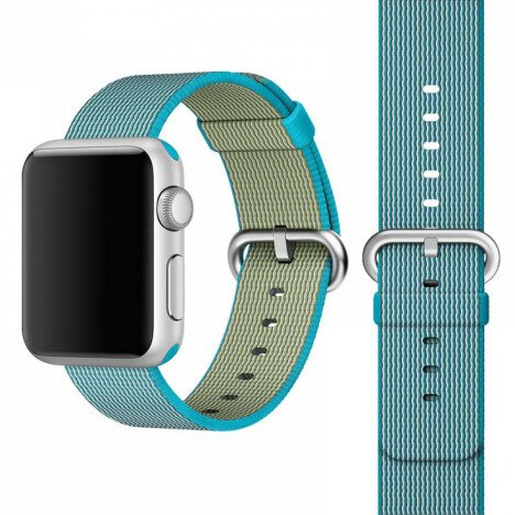 Curea iUni compatibila cu Apple Watch 1/2/3/4/5/6/7, 42mm, Nylon, Woven Strap, Electric Blue