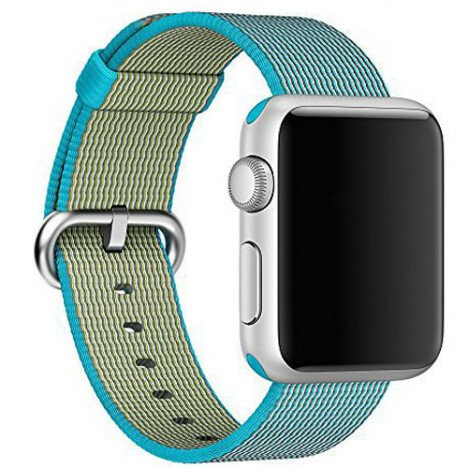 Curea iUni compatibila cu Apple Watch 1/2/3/4/5/6/7, 42mm, Nylon, Woven Strap, Electric Blue