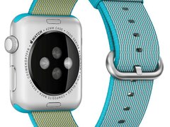 Curea iUni compatibila cu Apple Watch 1/2/3/4/5/6/7, 38mm, Nylon, Woven Strap, Electric Blue